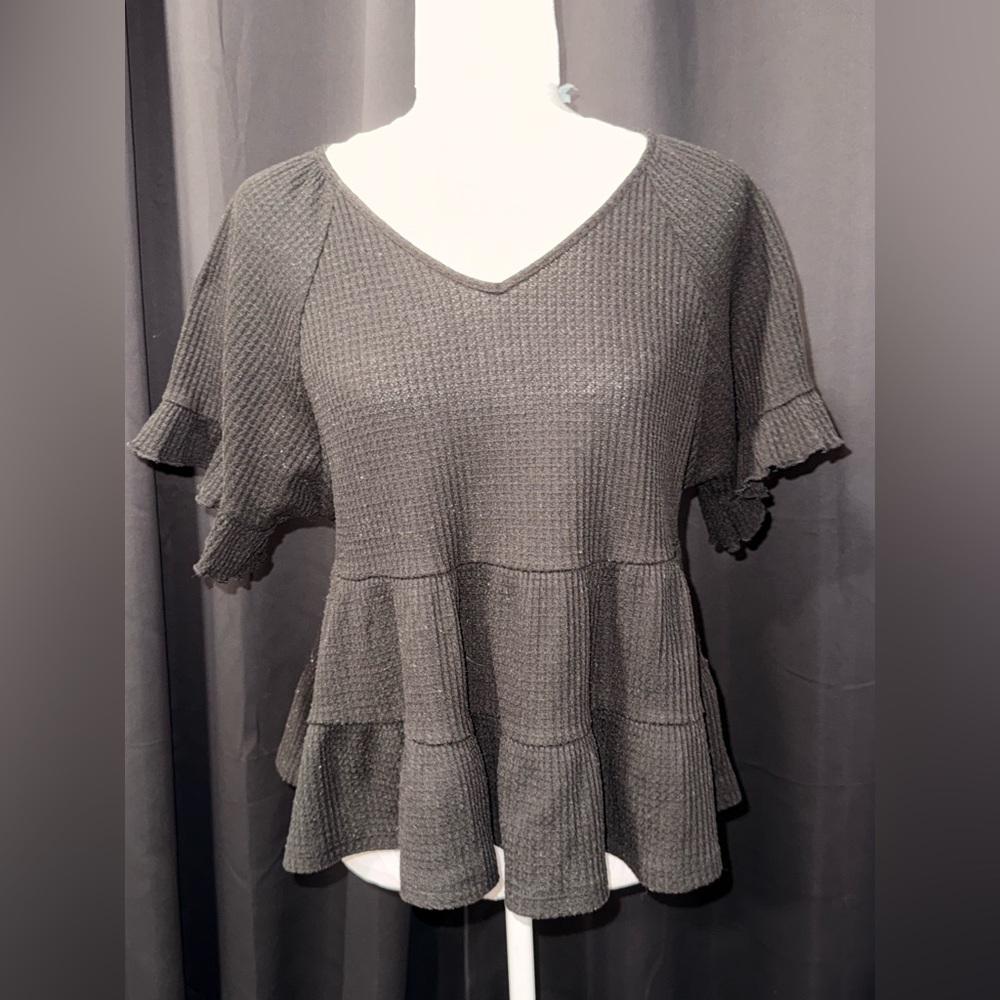Altr’d State Black Ruffle Blouse Size M